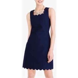 J.Crew Navy Blue Piqué Scalloped Edge Mini Dress 2